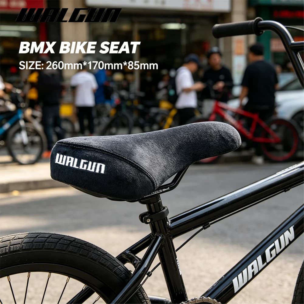 WALGUN BMX Bicycle Saddle Dirt Jump Bike Seat Flannelette with Embroidery Freestyle Racing Dowbhill Saddle for MTB Cycling Parts
