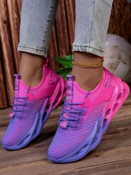 Women's Gradient Breathable Running Shoes, Lightweight Shock-absorbing Anti-slip, Stylish Versatile Sneakers for Daily Walk, Mou