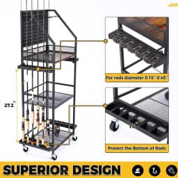 Multi-Functional Fishing Rod Storage Rack Multi-Layer Fishing Gear Organizer Shelf for Home Tool Holder
