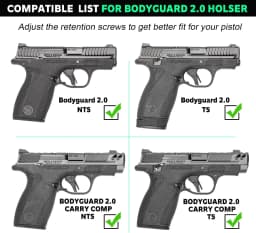 IWB Kydex Holster Fit S&W Bodygaurd 2.0 / Bodyguard 2.0 Carry Comp, Optic Cut &Claw,For red dot,Right Hand