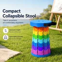 2026 Adjustable Telescopic Folding Stool Portable Plastic Chair for Beach Fishing Camping Lightweight Compact Outdoor Seat 1pcs