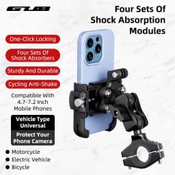 GUB P55 Motorcycle Bike Phone Holder Mount Not Block Camera Bicycle Phone Holder with 720 Degree Rotation for 4.7-7.2" Phone