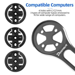 Bicycle Integrated Handlebar Speedometer Holder W/3 Base Fits Garmin Wahoo Bryton Double-Adaptor For Light and Camera Install
