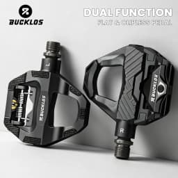 BUCKLOS Dual Function Bike Pedal Flat Clipless Cycling Pedals Platform with Cleats Bicycle Pedals for SPD SL Carbon Bike Parts