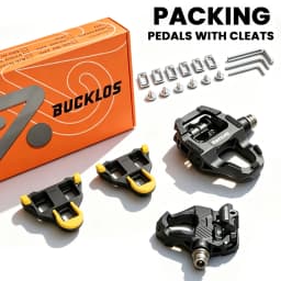 BUCKLOS Dual Function Bike Pedal Flat Clipless Cycling Pedals Platform with Cleats Bicycle Pedals for SPD SL Carbon Bike Parts