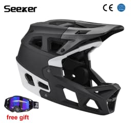 UMUSEEKER Bicycle Full-Face Helmet, Downhill DH Off-Road MTB Helmet, Off-Road Multi-Scenario Universal Breathable Riding Helmet