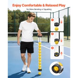 SucceBuy 2-in-1 150 Tennis Balls & 260 Pickleballs Hopper Holds with Pickup Tube Foldable Pickleball Basket Cart for Training