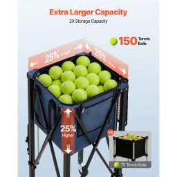 SucceBuy 2-in-1 150 Tennis Balls & 260 Pickleballs Hopper Holds with Pickup Tube Foldable Pickleball Basket Cart for Training