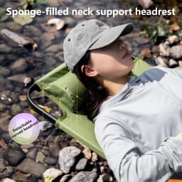 BISINNA Camping Folding Chair Adjustable Armrest Portable Relaxing Chair With Detachable Pillow for Beach Travel Hiking
