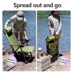 BISINNA Camping Folding Chair Adjustable Armrest Portable Relaxing Chair With Detachable Pillow for Beach Travel Hiking