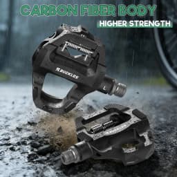 BUCKLOS PD-R685 Road Bicycle Pedals Carbon Fiber Dual Clipless Flat & Lock Pedal Sealed Bearing 9/16" Pedals for Shimano SPD-SL