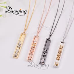 Duoying DIY Slider Charms Necklace Custom Name Necklaces Zirconia Letters Custom Choker Personalized Name Necklace Gift