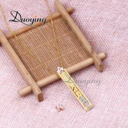 Duoying DIY Slider Charms Necklace Custom Name Necklaces Zirconia Letters Custom Choker Personalized Name Necklace Gift