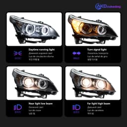 AKD Head Lamp for BMW E60 LED Headlight 2003-2010 Headlights 520i 523i 530 DRL Turn Signal High Beam Angel Eye Projector Lens
