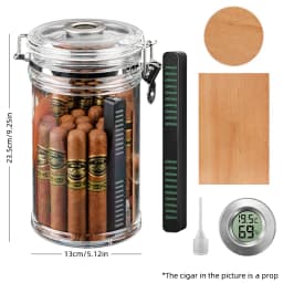 XIFEI Acrylic Humidor Jar With Hygrometer And Humidifier Portable Cigar Case Transparent Cigarette Box Fit 18 Cigars Tobacco