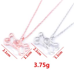 Custom Pet Photo Projection Pendant Necklace Pet Paw Dog Bone 100 languages I Love You Choker Necklace Pet Memorial Gift