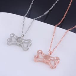 Custom Pet Photo Projection Pendant Necklace Pet Paw Dog Bone 100 languages I Love You Choker Necklace Pet Memorial Gift