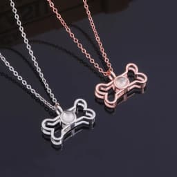 Custom Pet Photo Projection Pendant Necklace Pet Paw Dog Bone 100 languages I Love You Choker Necklace Pet Memorial Gift