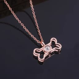 Custom Pet Photo Projection Pendant Necklace Pet Paw Dog Bone 100 languages I Love You Choker Necklace Pet Memorial Gift