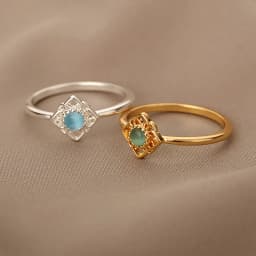 Green Opal Lotus Rings for Women Dainty Rings Stainless Steel Ring October Birthstone Finger Accessories Jewelry Gifts 2024