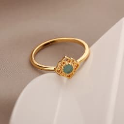 Green Opal Lotus Rings for Women Dainty Rings Stainless Steel Ring October Birthstone Finger Accessories Jewelry Gifts 2024