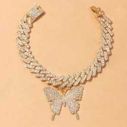 Punk Crystal Sandals Big Butterfly Anklets for Women Wholesale Men 2021 Rapper Cuban Link Chain Bracelets Iced Out Anklet Chunky
