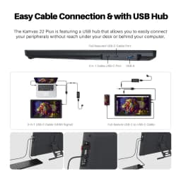 Huion Kamvas 22 Plus 21.5 Inch Graphics Tablet Screen Anti-glare Glass 140%sRGB Drawing Monitor Linux MacOS Android Compatible