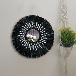 Straw Plaited Art Makeup Mirror Living Room Decorative Mirror Wall Hanging Decoration Mirror Bedroom Bathroom Dressing Mirror