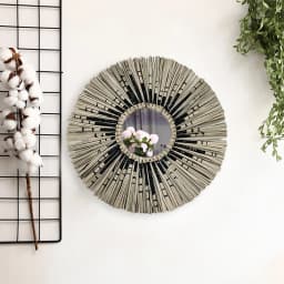 Straw Plaited Art Makeup Mirror Living Room Decorative Mirror Wall Hanging Decoration Mirror Bedroom Bathroom Dressing Mirror