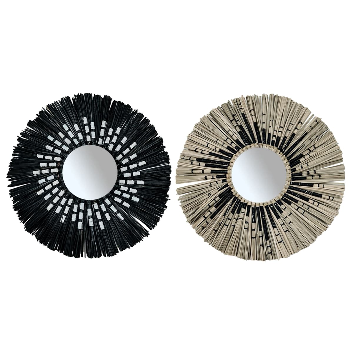 Straw Plaited Art Makeup Mirror Living Room Decorative Mirror Wall Hanging Decoration Mirror Bedroom Bathroom Dressing Mirror