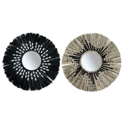 Straw Plaited Art Makeup Mirror Living Room Decorative Mirror Wall Hanging Decoration Mirror Bedroom Bathroom Dressing Mirror