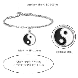 BONISKISS Fashion Yin yang Bracelet For Women Men Silver Color Gossip Stainless Steel Bracelets mujer tobilleras Wholesale