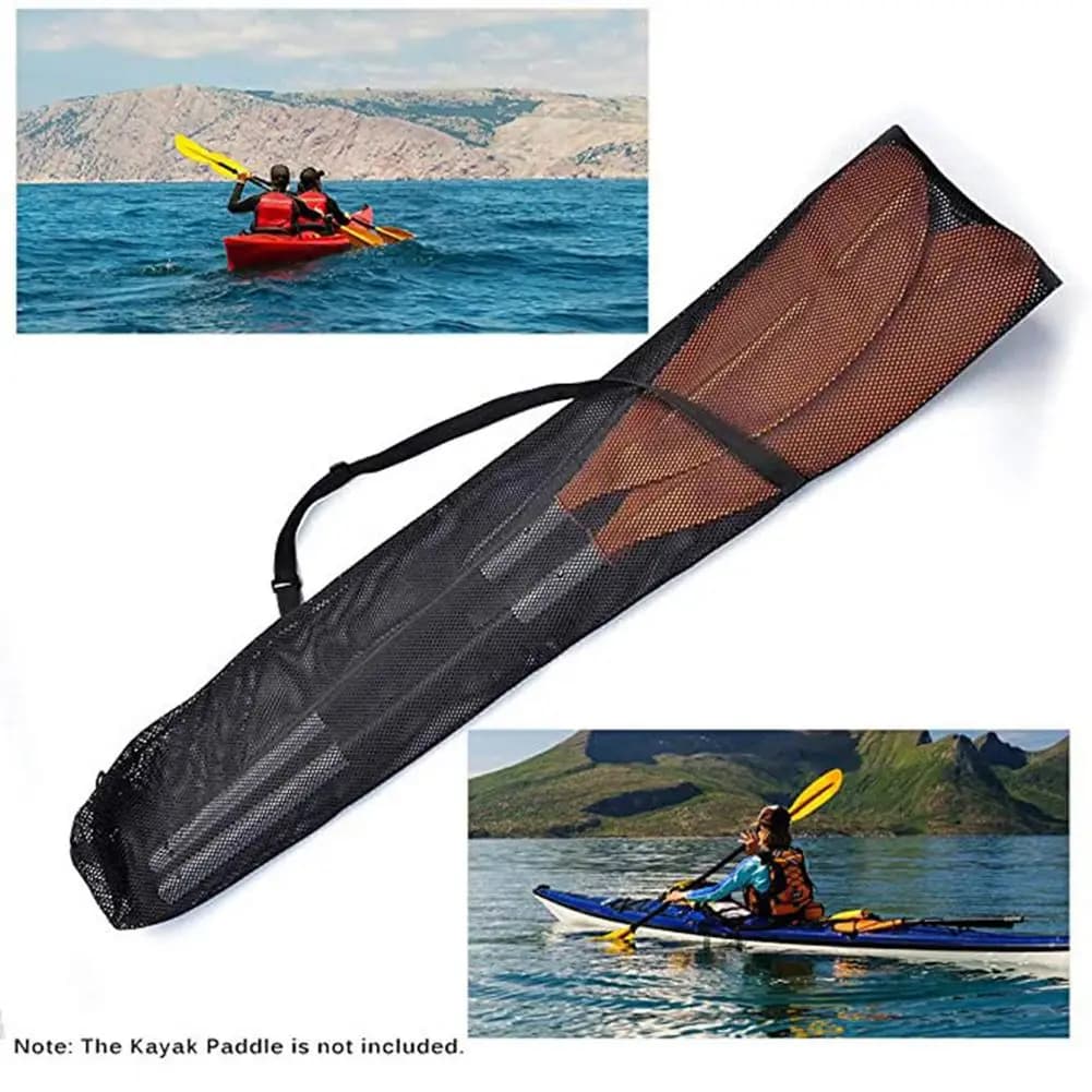 New Drawstring Mesh Kayak Paddle Bag Split Shaft Canoe Sup Board Paddle Bag with Sling Handle Paddles Cover Storage Mesh Bag
