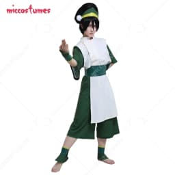 Miccostumes Adult Green Kungfu Suit Cosplay Costume Adult Green Suit with Hairband for Women Halloween Cosplay Costume