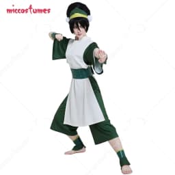 Miccostumes Adult Green Kungfu Suit Cosplay Costume Adult Green Suit with Hairband for Women Halloween Cosplay Costume