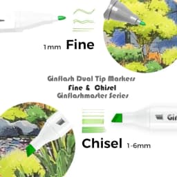 Ginflash Fine&Chisel Tipped Art Marker Gray Tones Brush Pen Sketch Alcohol Based Markers Dual Tip Manga Drawing Art Supplies