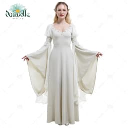 DAIZBELLA Women Medieval Costume Fantasy Handmade Retro Costume Historical Fairy Elf Dress