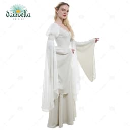 DAIZBELLA Women Medieval Costume Fantasy Handmade Retro Costume Historical Fairy Elf Dress