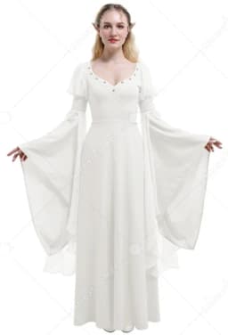 DAIZBELLA Women Medieval Costume Fantasy Handmade Retro Costume Historical Fairy Elf Dress