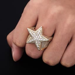 GUCY Hip Hop Five Star Ring Micro Pave Iced Cubic Zircon Jewelry For Men Gift Ring