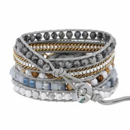 Dropship Native Inspired Designer Genuine Leather Bracelet Dalmatian Stone Mix 5 Strands Handwoven Wrap Bangle Bohemian Jewelry