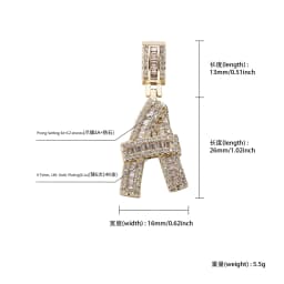 JINAO 2021 NEW Baguette Rectangular Zircon Letters Pendant High Quality Iced Out Charm AAA+CZ Necklace With 4mm Tennis Chain