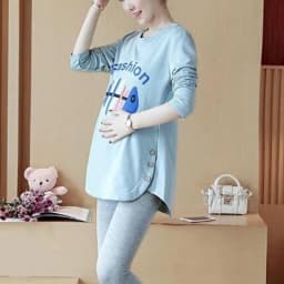 Maternity Autumn And Winter Clothes Long Sleeves Pregnancy Relaxed Rest Pregnant Wear Pullover Fleece Thickened Maternity Tshirt