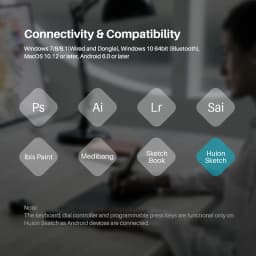 Huion KD200 Inspiroy Keydial Wireless Graphics Tablet Drawing Tablet Bluetooth 5.0 Connection 23 Press Key Keyboard 8192 Levels
