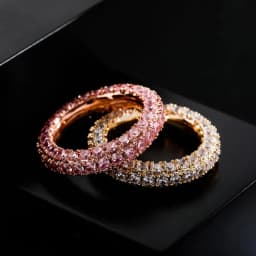 GUCY Two Row Men's Ring Copper Charm Cubic Zircon Iced Ring Fashion Hip Hop Jewelry For Gift