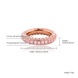 GUCY Two Row Men's Ring Copper Charm Cubic Zircon Iced Ring Fashion Hip Hop Jewelry For Gift