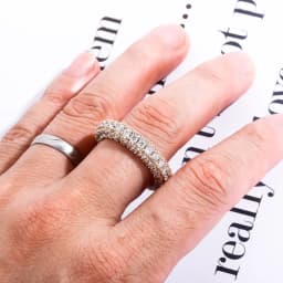 GUCY Two Row Men's Ring Copper Charm Cubic Zircon Iced Ring Fashion Hip Hop Jewelry For Gift