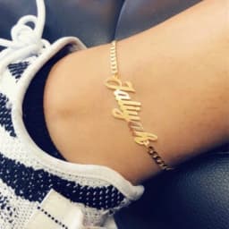 DOREMI Stainless Steel Namepalte Anklet 5mm Cuban Leg Jewelry Custom Vintage Number Name Anklet Personalized Foot Anniversary