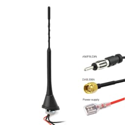 2 In 1 AM/FM DAB 10 DB Car Ceiling Antenna Set 1452-1492 MHz Aerials Amplifier 12V 58 Cm GPS Receiver Antenna Cables Adapters