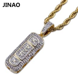 INAO The New Iced Out Gold Color Micro Paved CZ Xanax Pill Necklace&Pendant With Chain Hip Hop Charm Jewelry For Gift